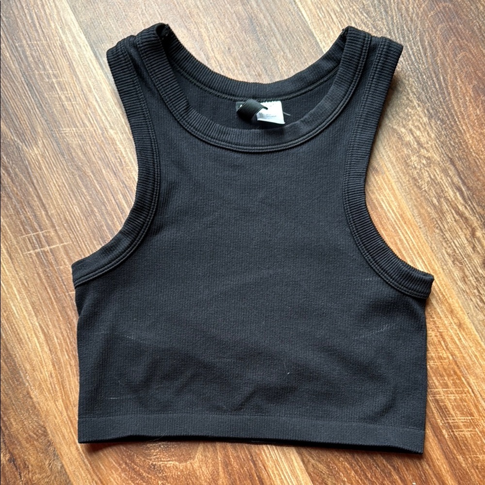 Divided Black Fitted Sleeveless Crop Top